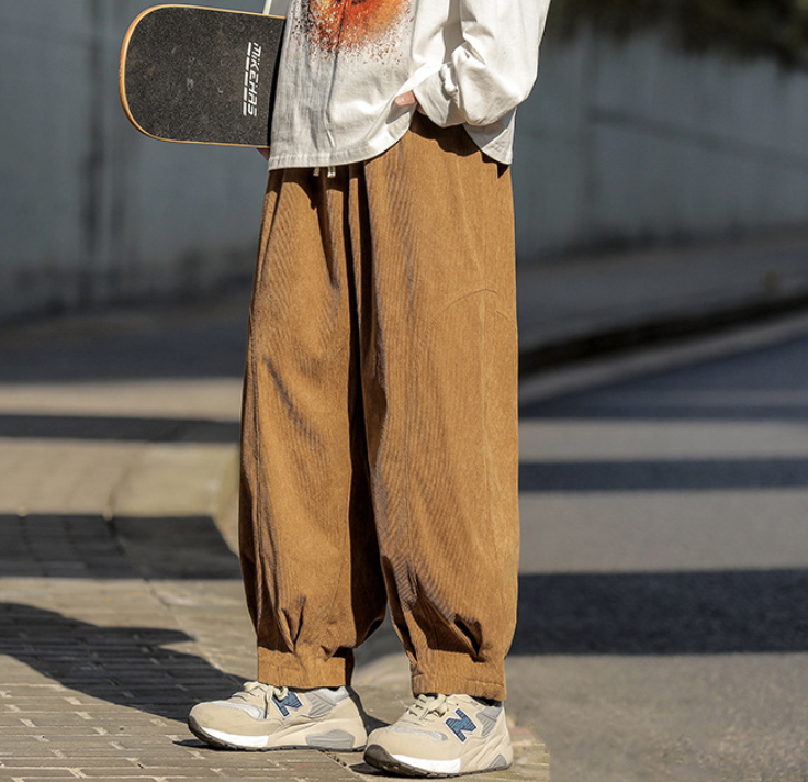 ストリート系 男性 ファッション 無地 レギュラー丈 秋 服  シンプル ボウタイ カジュアルパンツ