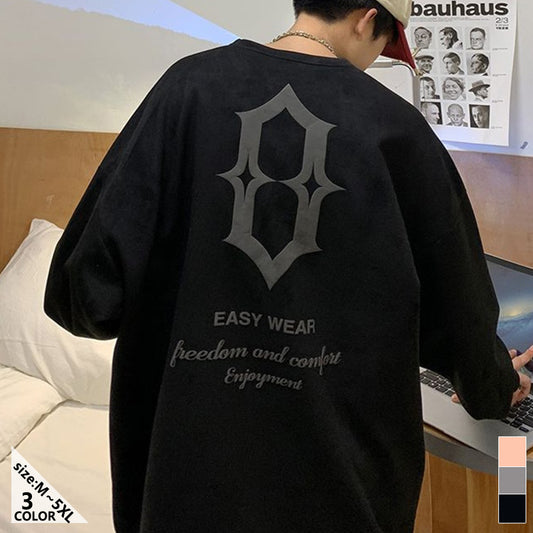 カジュアルストリート系 メンズ ファッション 秋 服 長袖 ラウンドネック プリント 韓国系 パーカー Ｔシャツ