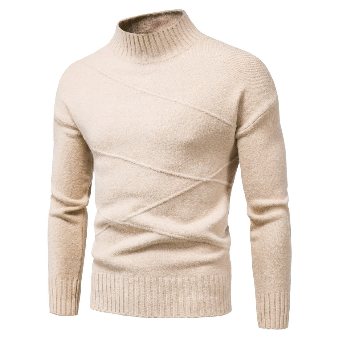 ６色展開 無地 長袖 シンプル カジュアル  ギャザー ハーフネックカットソー · セーター