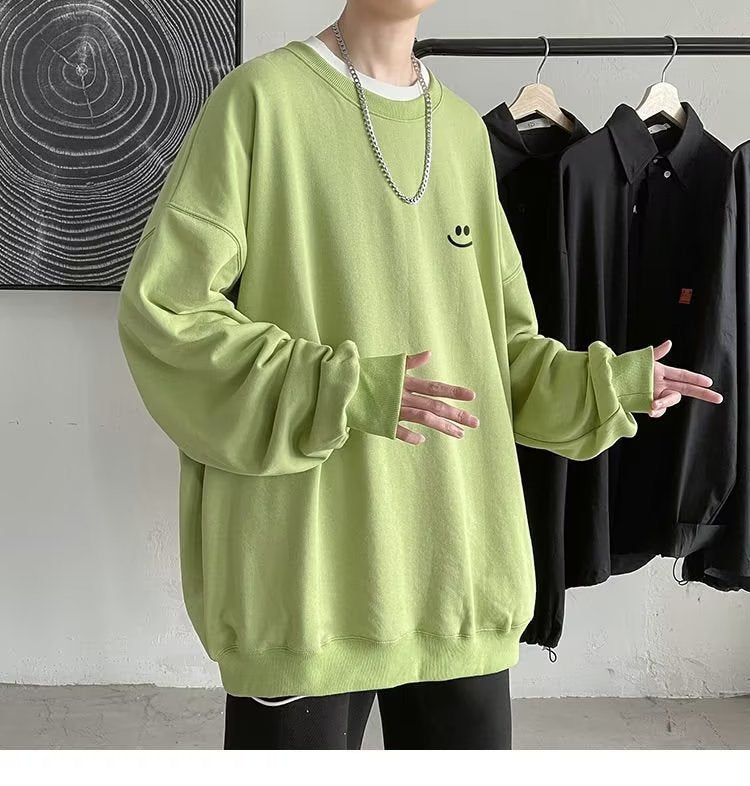 韓国ファッション ストリート系  長袖 シンプル プリント ラウンドネックtシャツ
