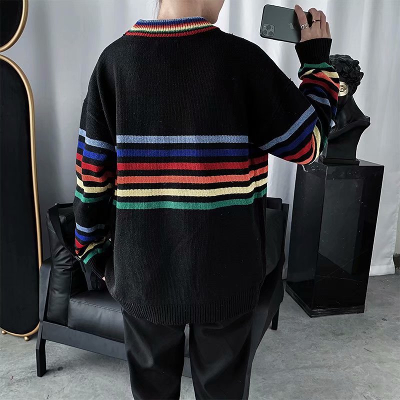 ラウンドネック カジュアル 切り替え ファッション プルオーバー 長袖 秋冬  写真通り  韓国系 カットソー · セーター