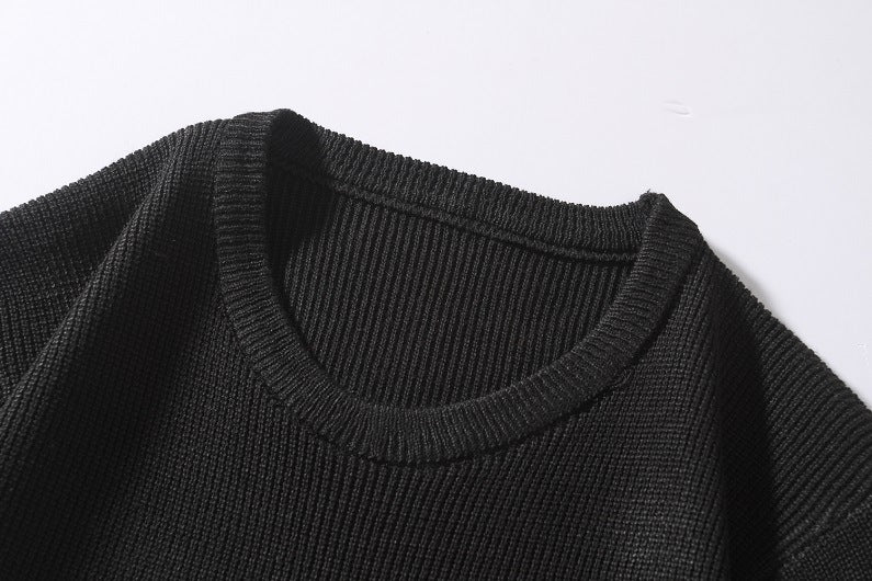 シンプル 長袖 ファッション ラウンドネック プルオーバー  切り替え カットソー · セーター