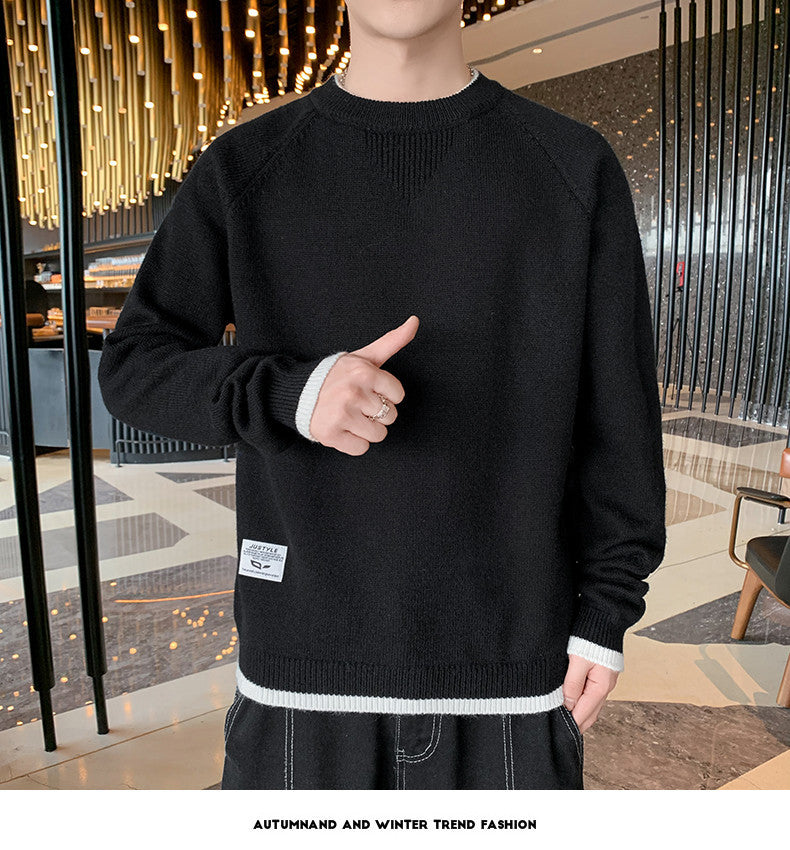無地 プルオーバー アクリル生地 長袖 シンプル ファッション カジュアル ストリート系 韓国系   ラウンドネック なしカットソー · セーター