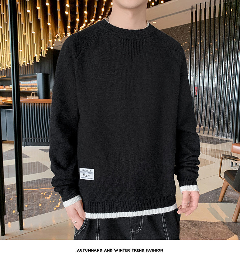 無地 プルオーバー アクリル生地 長袖 シンプル ファッション カジュアル ストリート系 韓国系   ラウンドネック なしカットソー · セーター