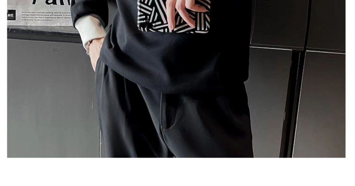 韓国系  長袖 秋冬 コットン アルファベット シンプル 切り替え ジッパー プルオーバー  カジュアル 折り襟 パーカー