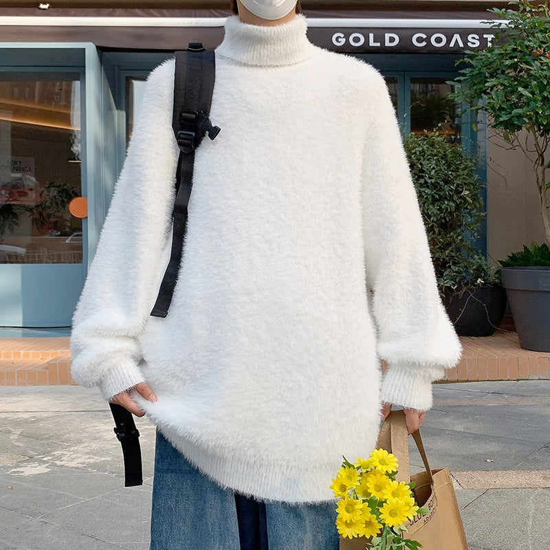 無地 プルオーバー 長袖 シンプル ファッション カジュアル   ハイネック  カットソー · セーター
